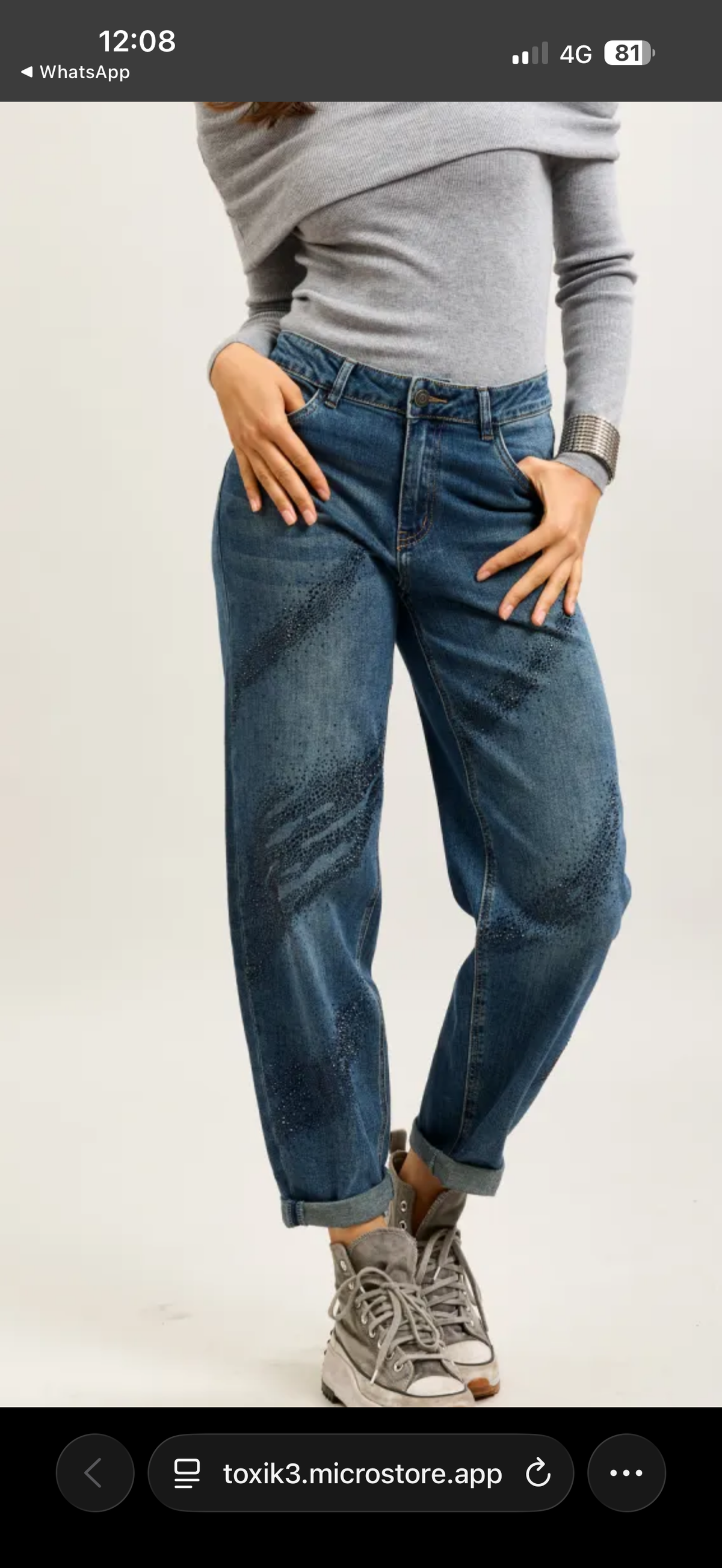 Jeans mom fit strass
