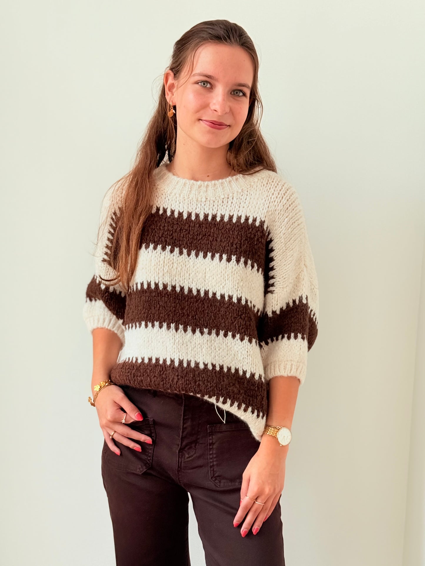 Pull Bo bruin beige