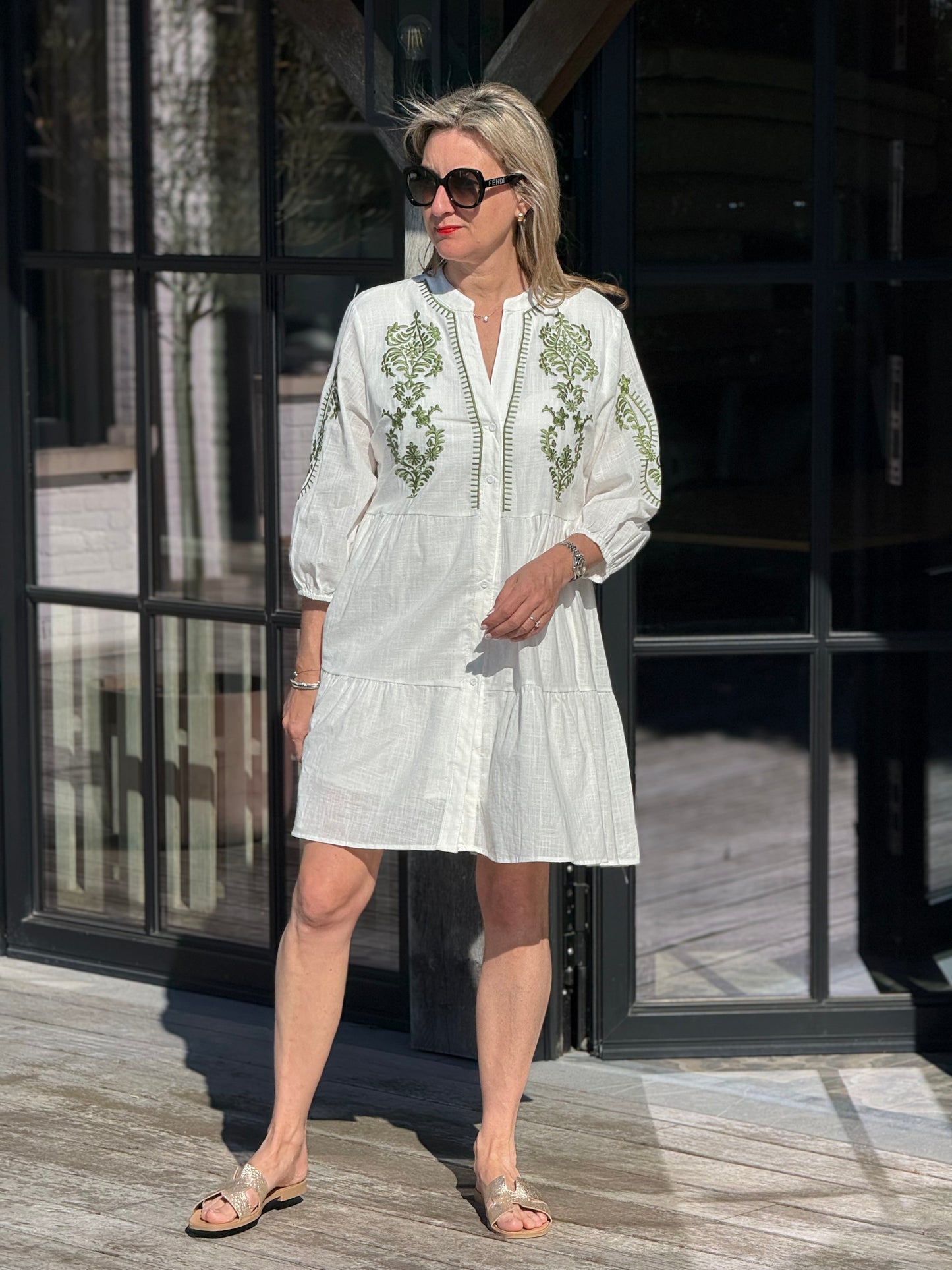 Kleed Amke broderie khaki