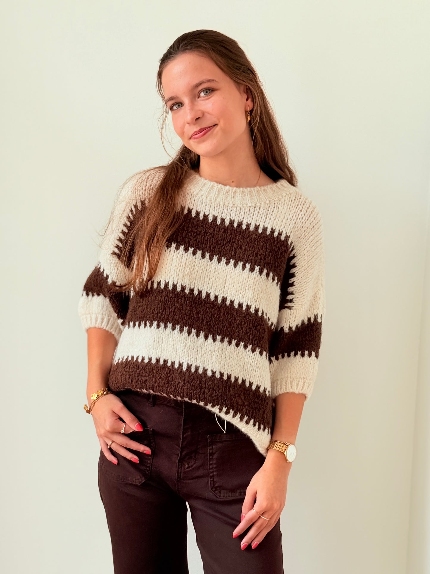 Pull Bo bruin beige