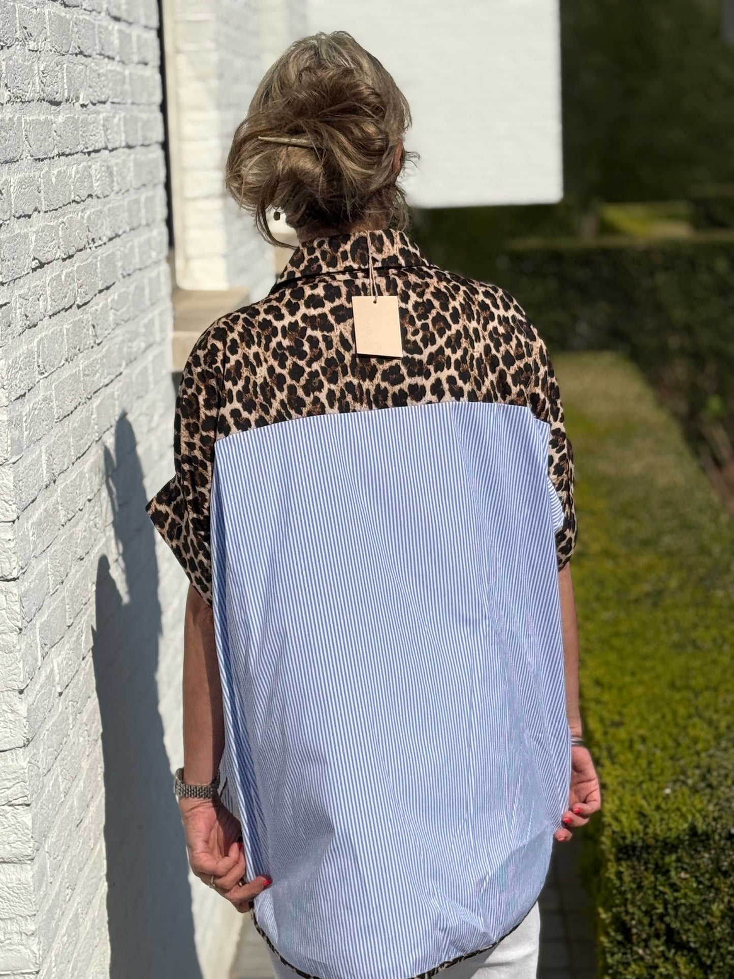 Blouse Aesa white blue leo