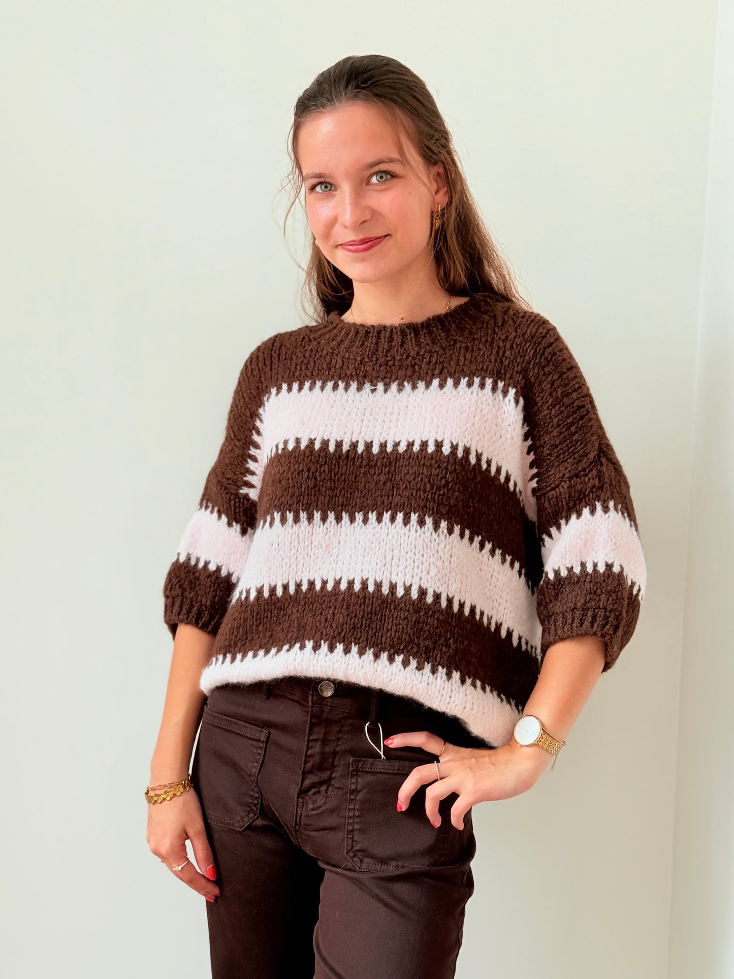 Pull Bo bruin roze
