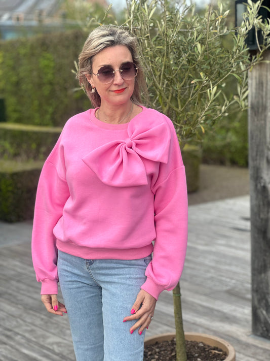 Roze sweater strik