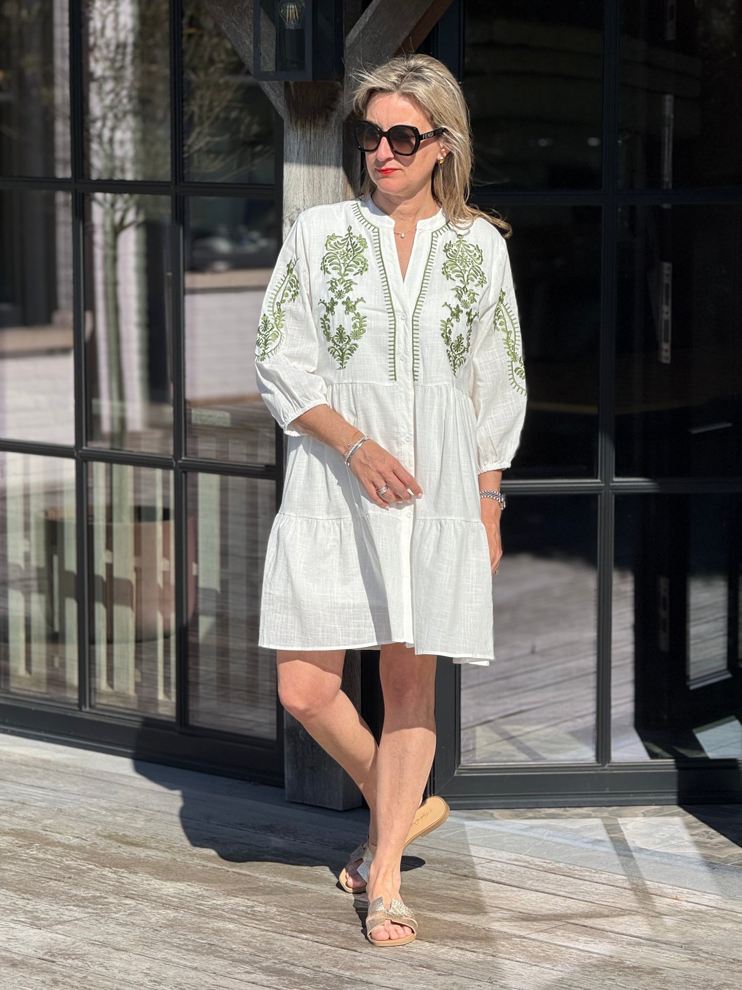 Kleed Amke broderie khaki