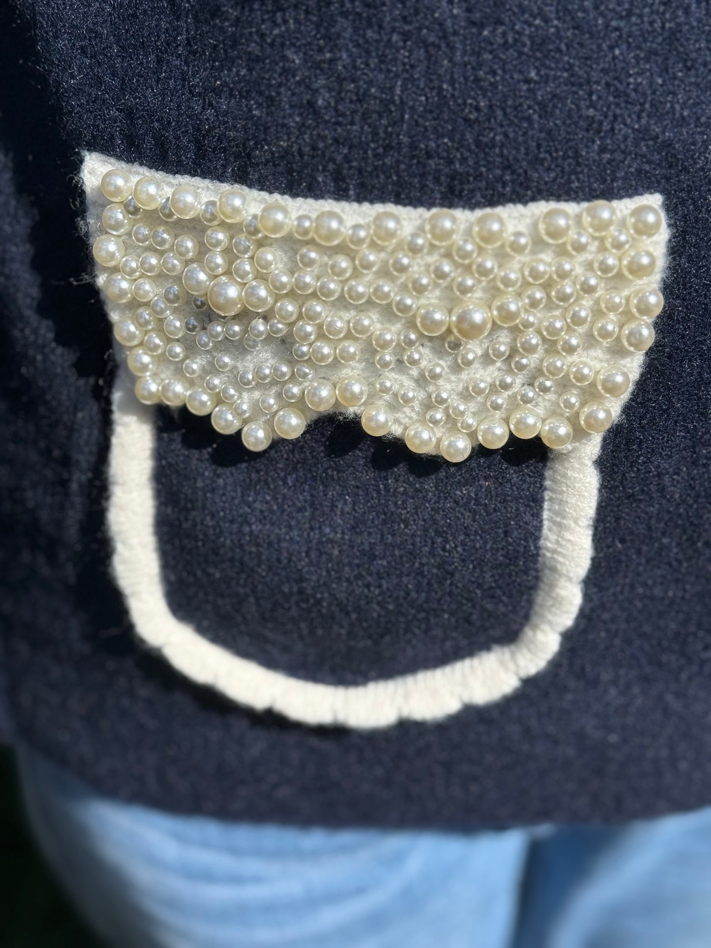 Trui Bear Pearls navy