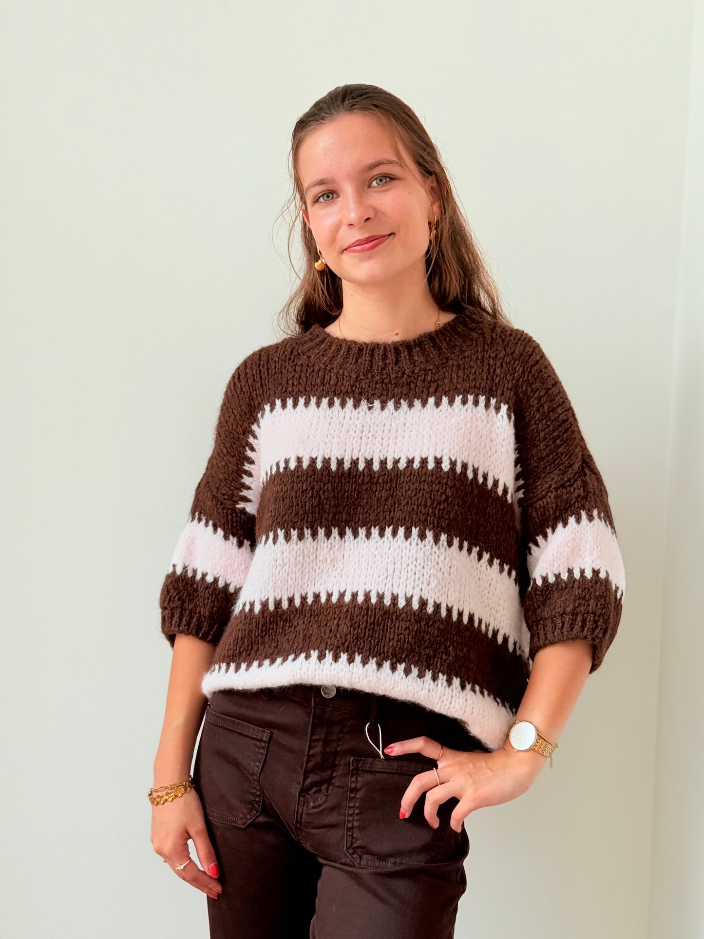 Pull Bo bruin roze