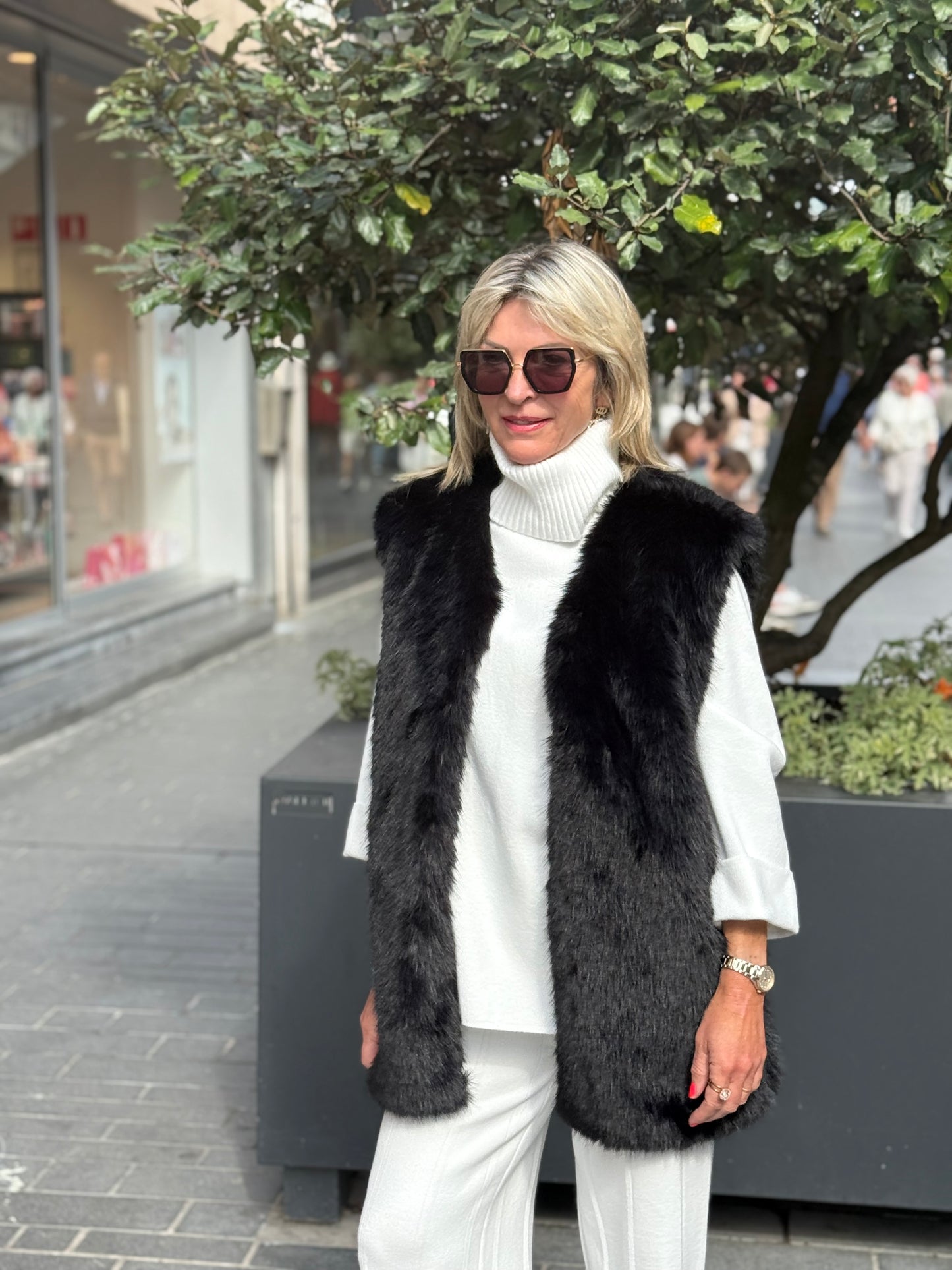 Lange gilet Basma zwart