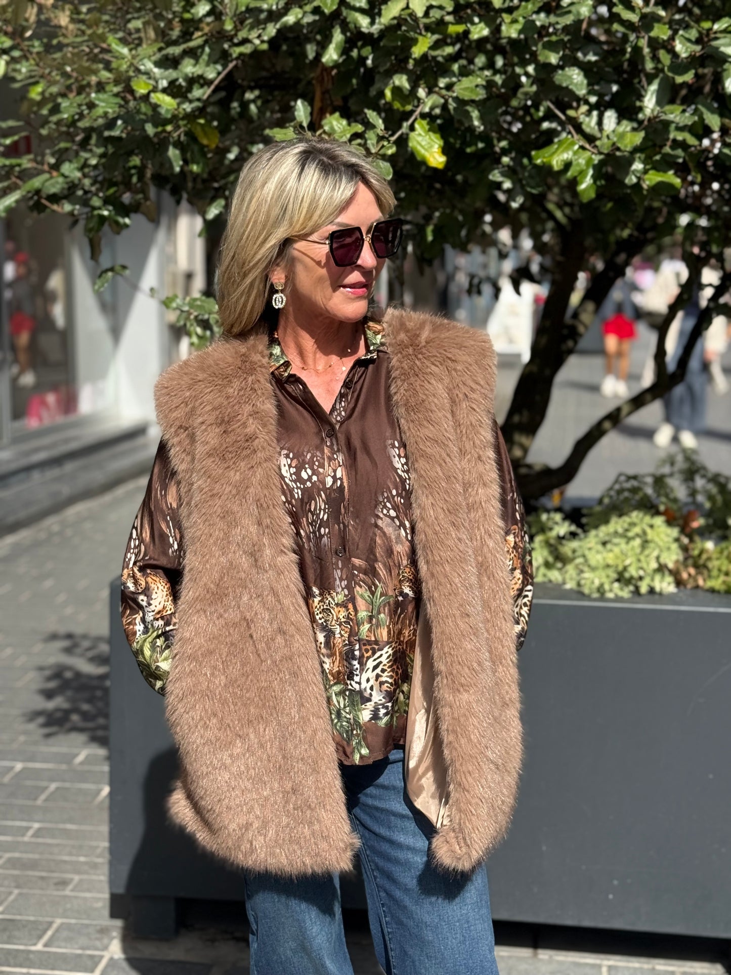 Lange gilet Basma Camel