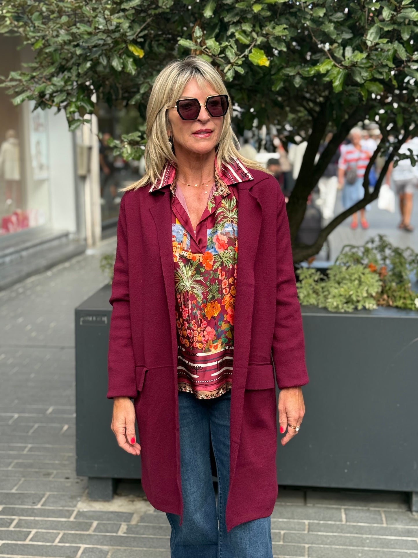 Lange gilet Bethany Bordeaux