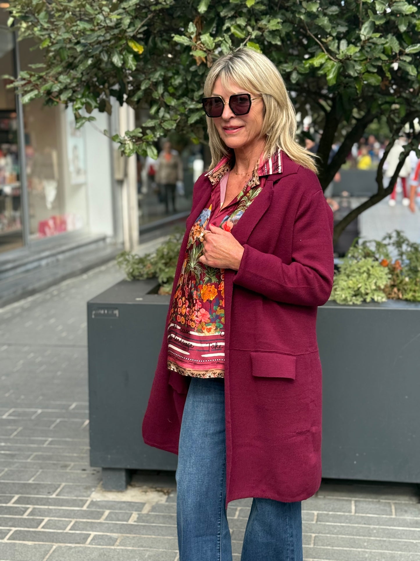 Lange gilet Bethany Bordeaux