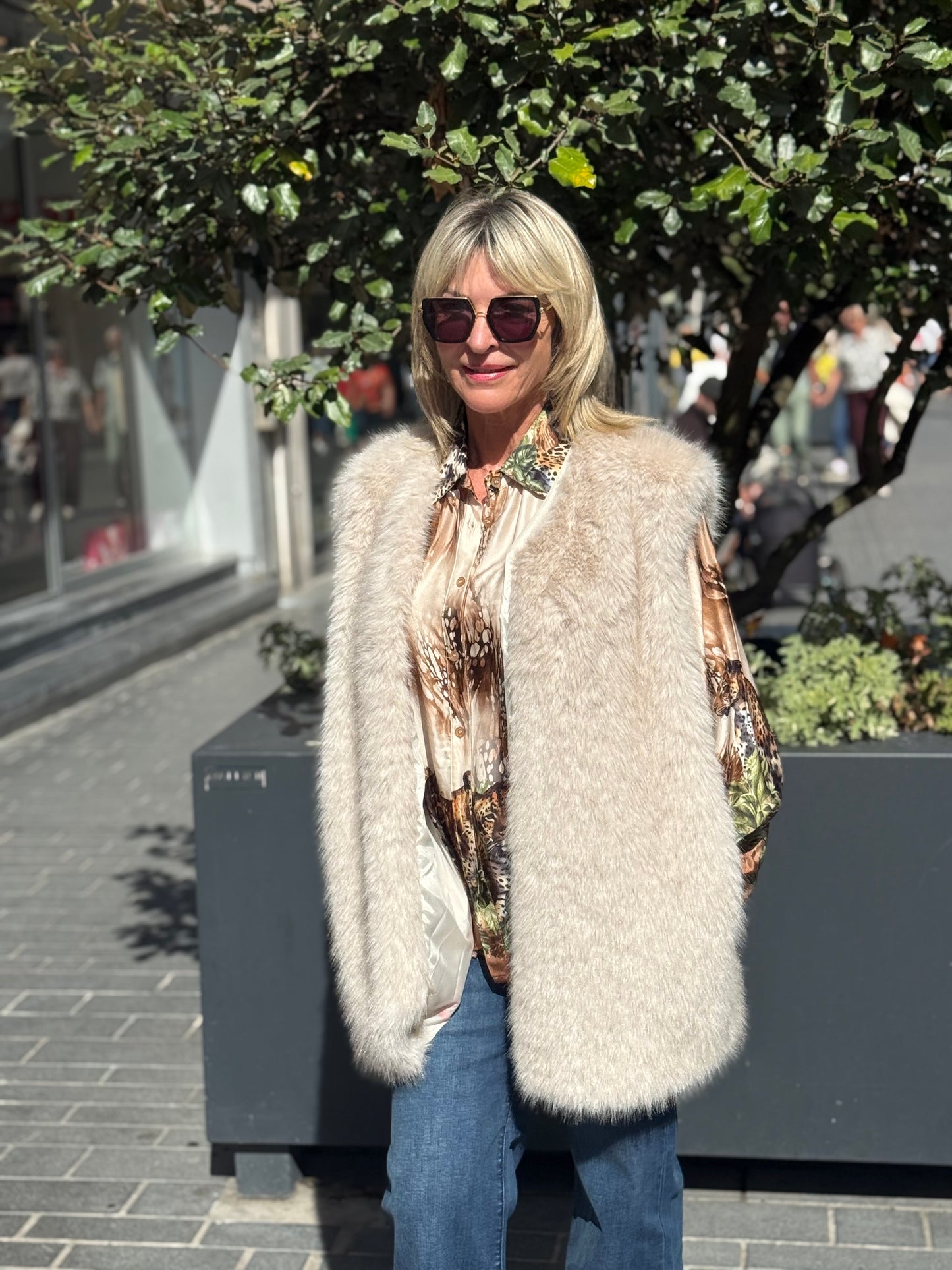 Lange gilet Basma beige