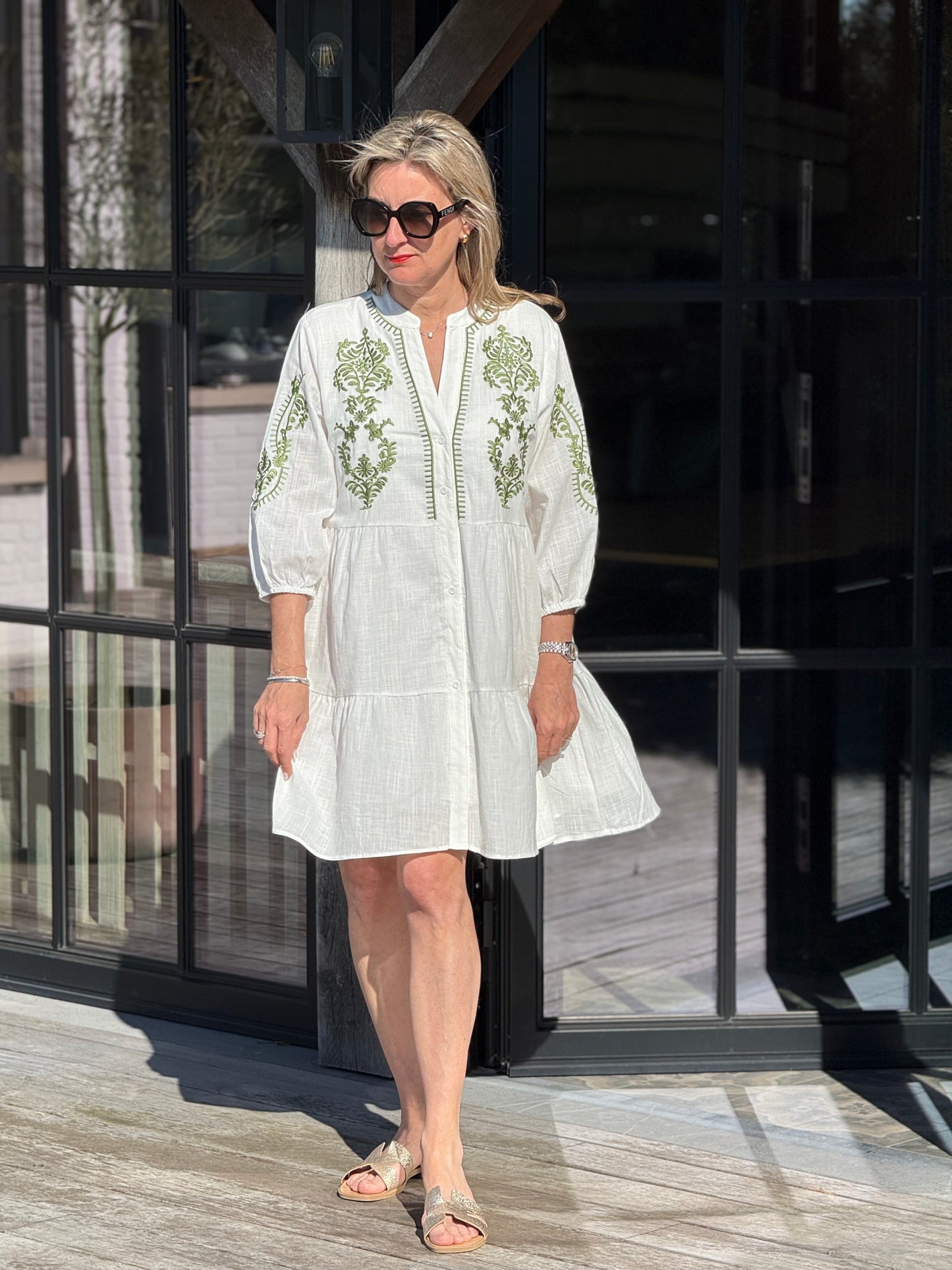 Kleed Amke broderie khaki