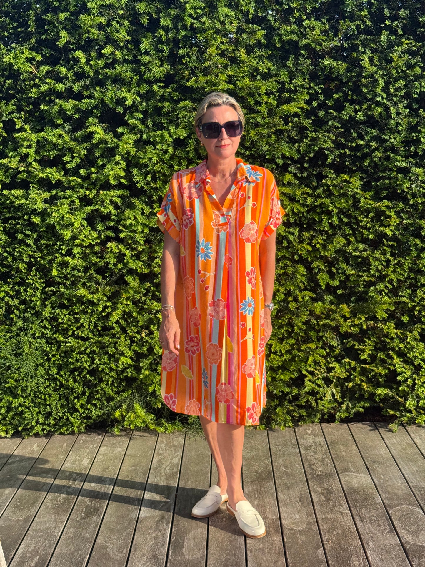 Kleed Cally Flower strips Orange