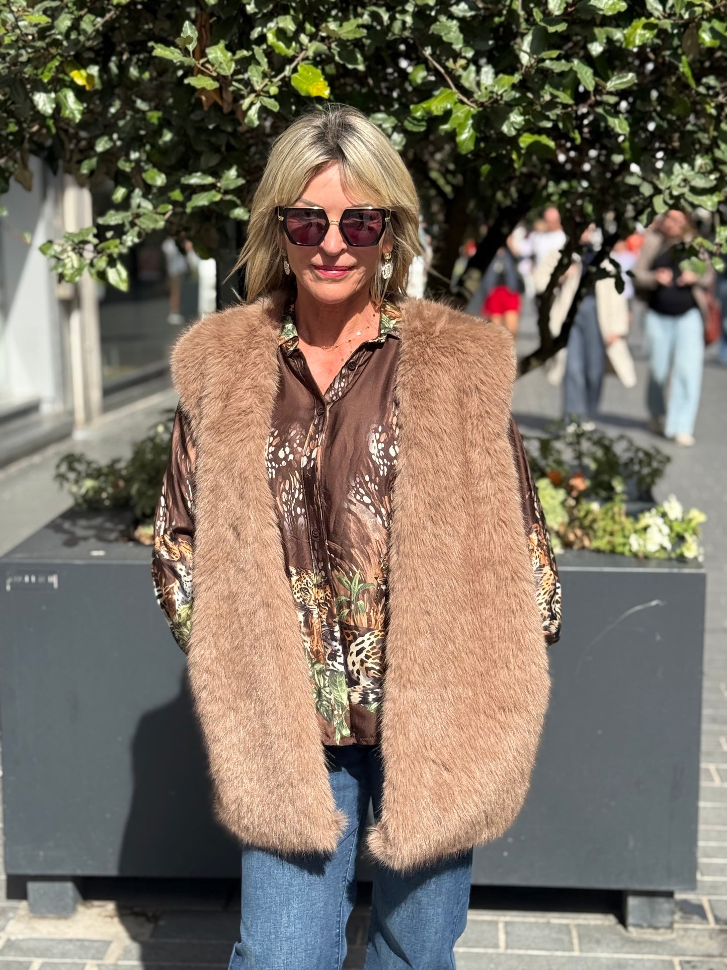 Lange gilet Basma Camel