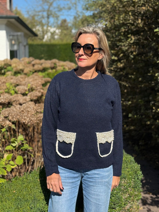 Trui Bear Pearls navy
