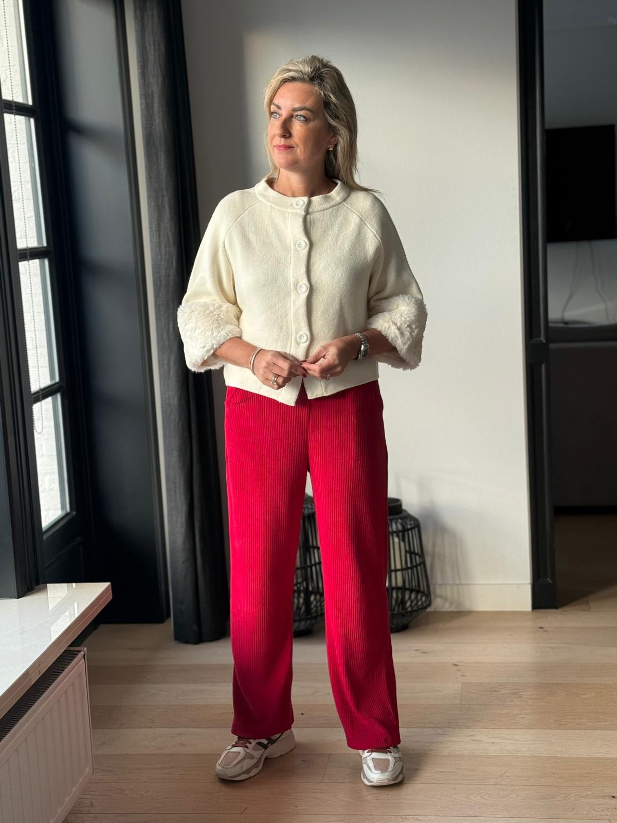 Broek Brianne ribfluweel rood