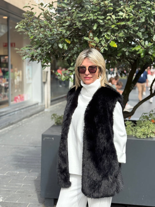 Lange gilet Basma zwart