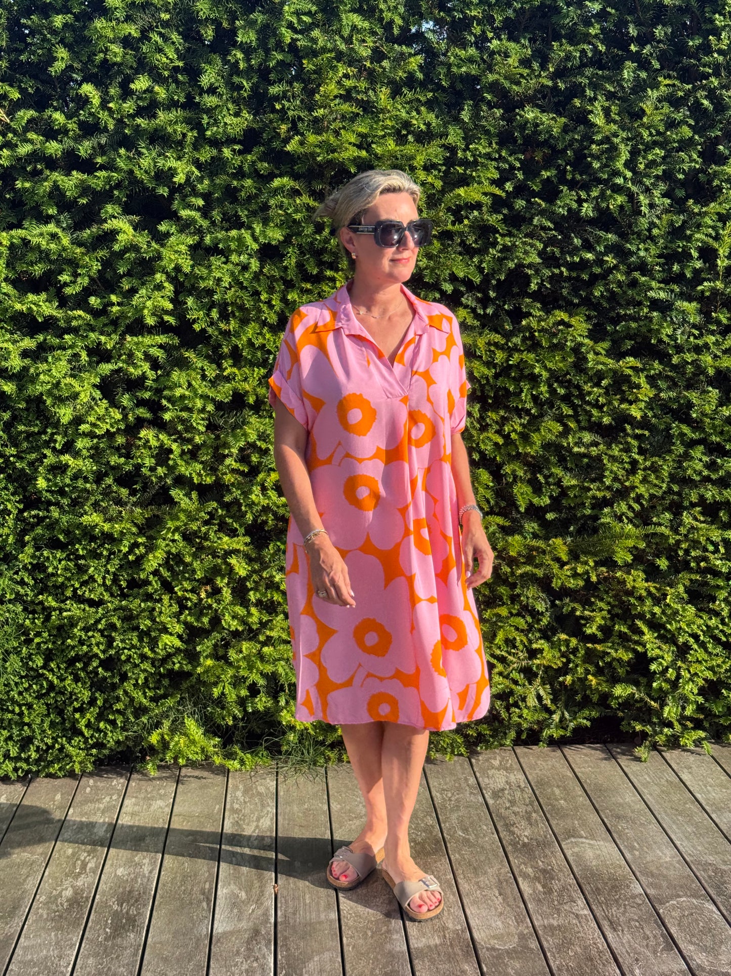 Kleed Cally Flowers Orange Pink