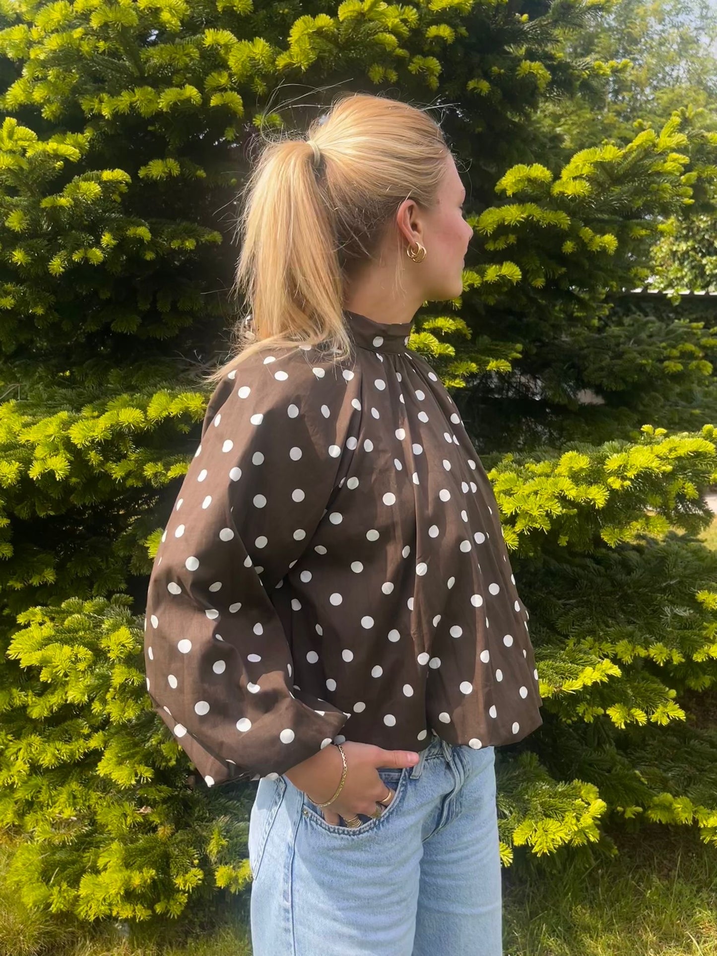 Blouse polka Brown