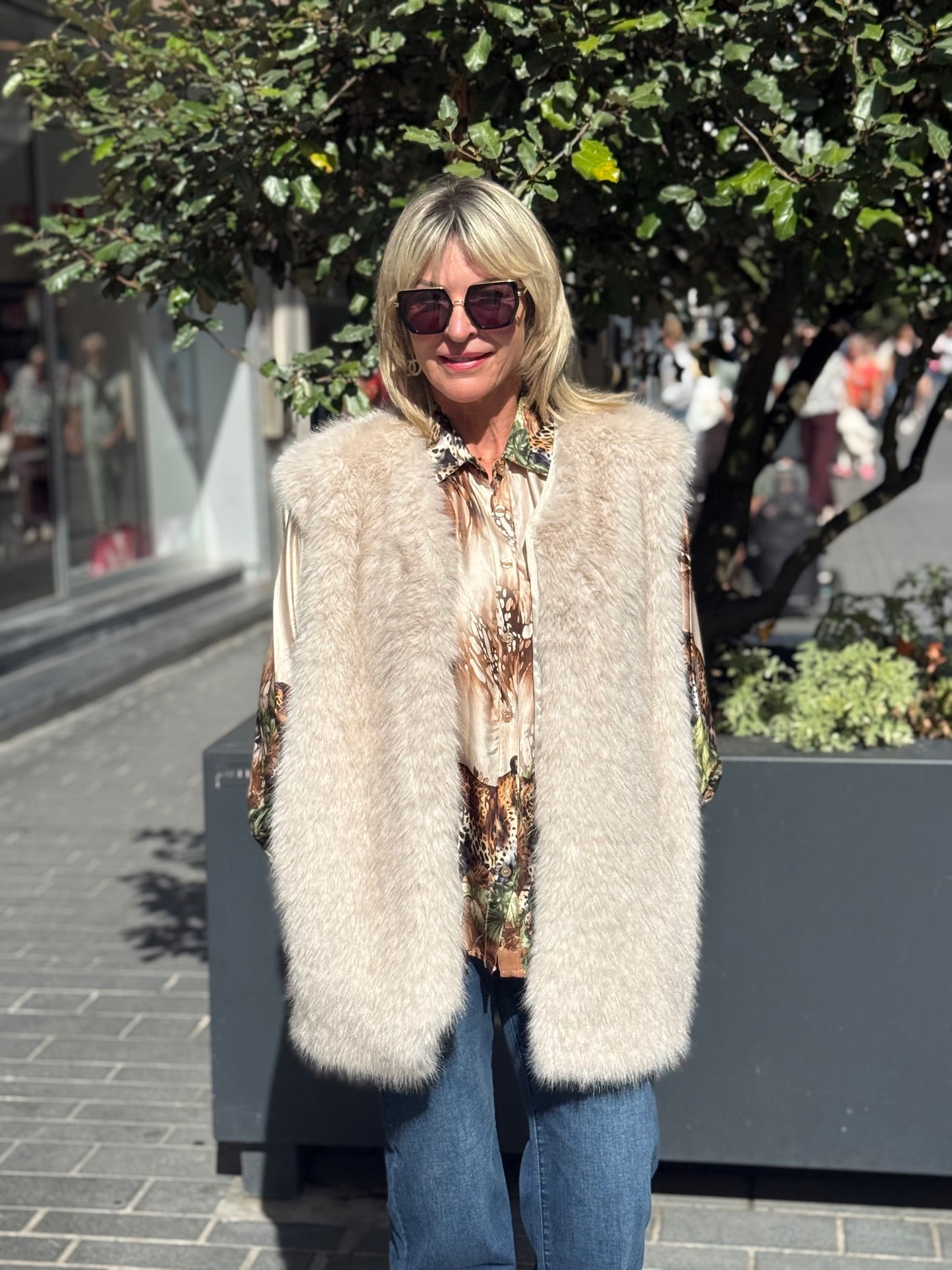 Lange gilet Basma beige