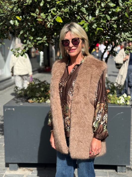 Lange gilet Basma Camel