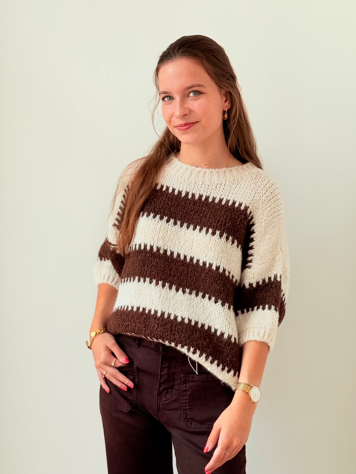 Pull Bo bruin beige