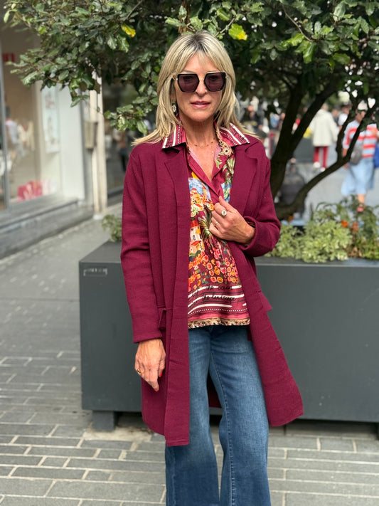 Lange gilet Bethany Bordeaux