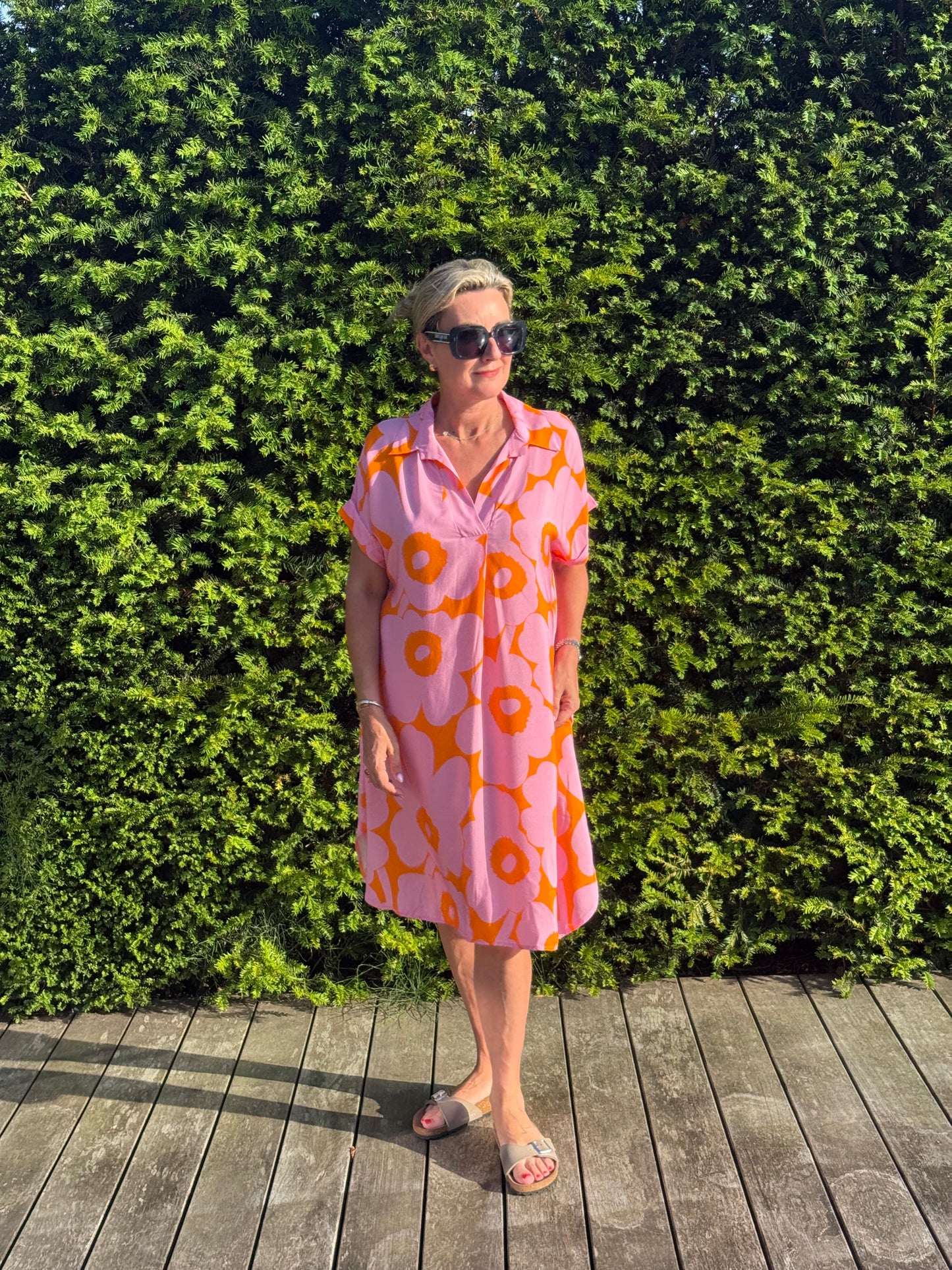 Kleed Cally Flowers Orange Pink