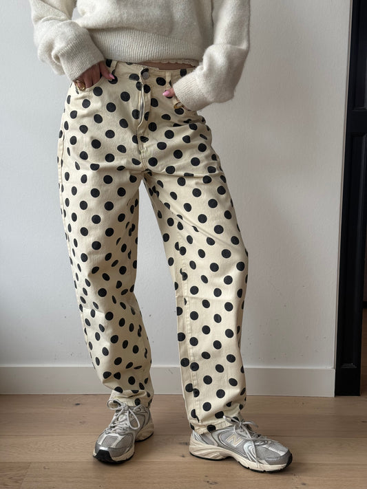 Broek polka vanille