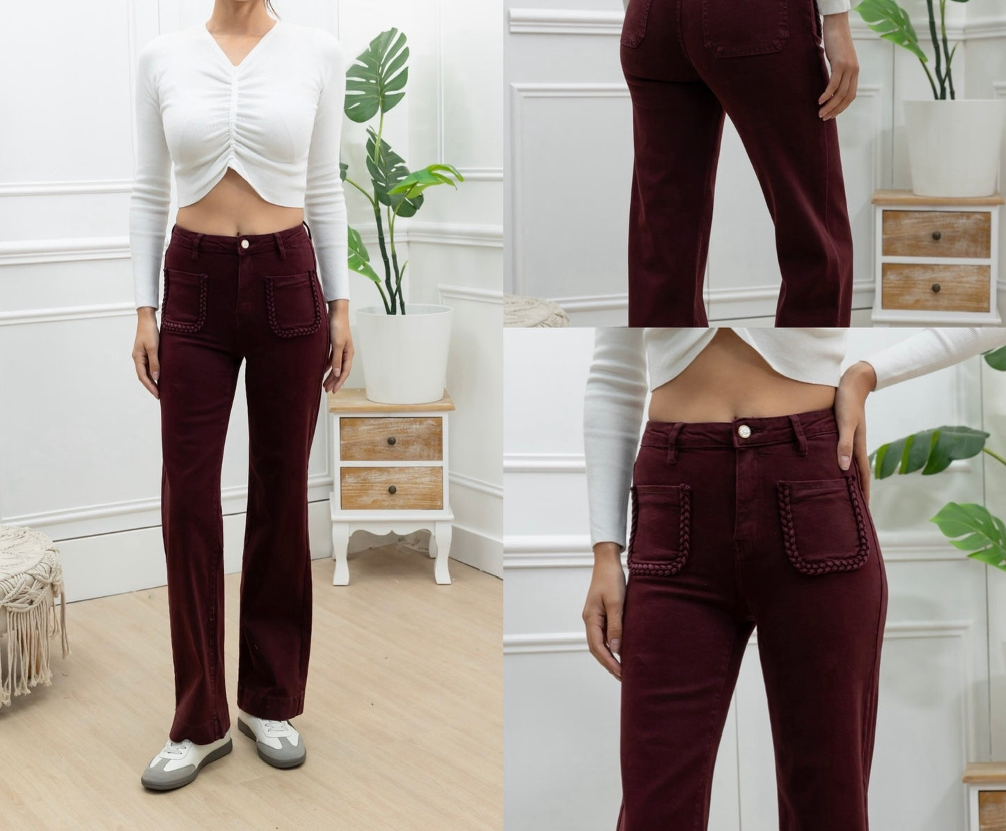 Broek Bess Burgandy